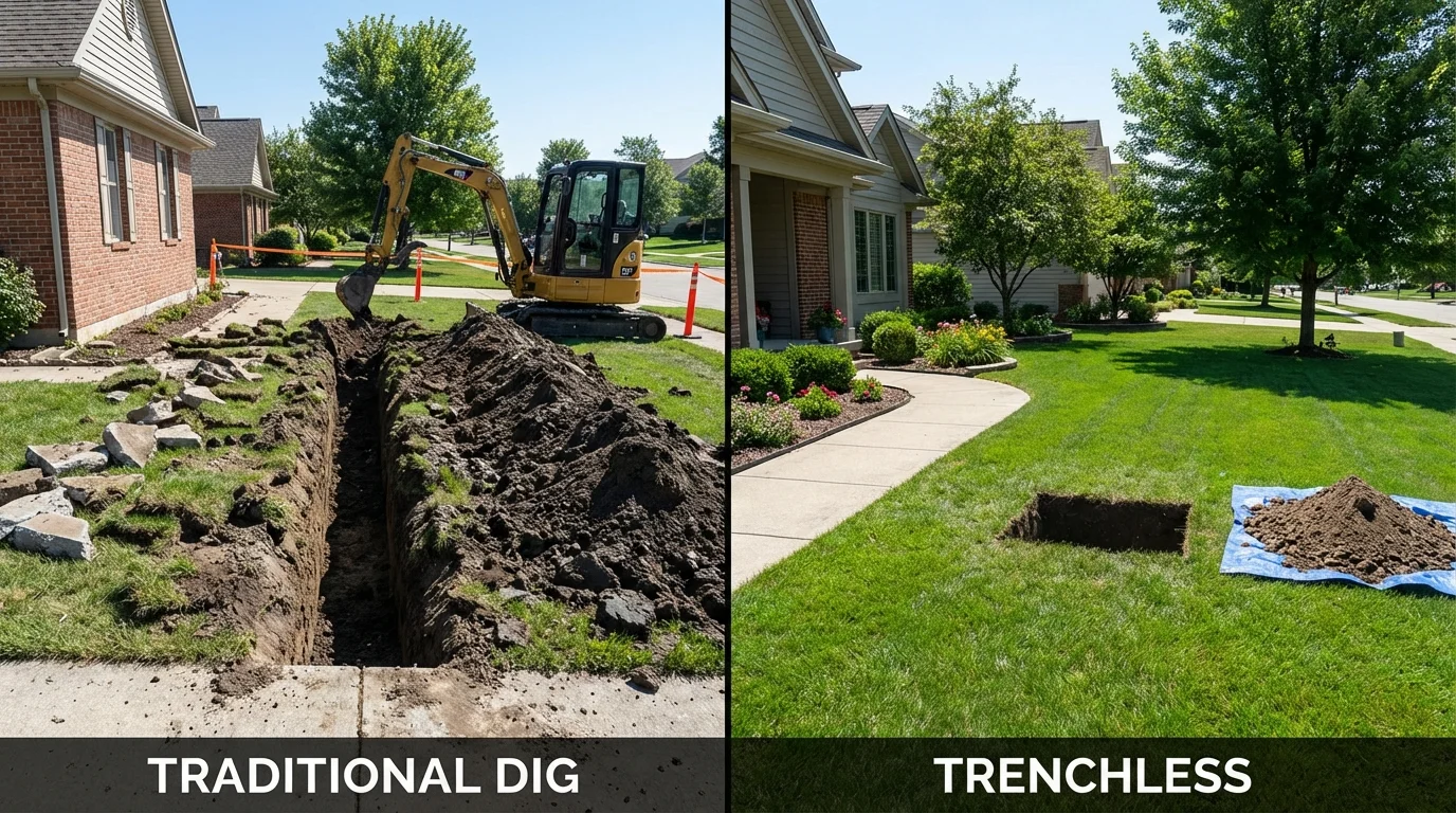 Trenchless sewer repair with minimal yard damage versus traditional excavation in Arcadia, CA